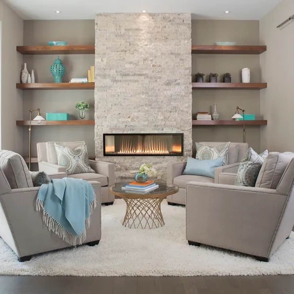 Built-in Fireplace in Living Room